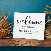 シンプル書道スクリプト歓迎結婚の フォトプラーク (側面)