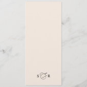 シンプル書道スクリプト赤面結婚ズディナー メニュー (裏面)