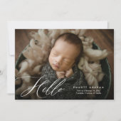 シンプル書道スクリプトHelloフォトベビー誕生 案内状 (正面)