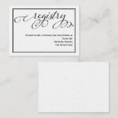 シンプル書道スクリプ結婚トのレジストリカード エンクロージャーカード (正面/裏面)