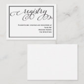 シンプル書道スクリプ結婚トのレジストリカード エンクロージャーカード (正面/裏面)