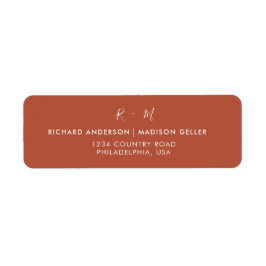 シンプル書道テラコッタ結婚の住所 ラベル