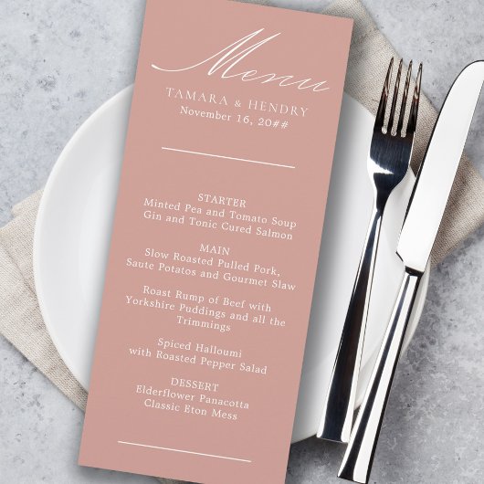 シンプル書道バラ金ゴールド結婚メニュー メニュー