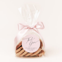 シンプル書道ピンクありがとうブライダルシャワー ラウンドシール