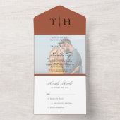 シンプル書道フォトテラコッタRSVP結婚's オールインワン招待状 (内側)