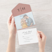 シンプル書道フォトバラ金ゴールドRSVP結婚の オールインワン招待状 (貼ってはがせる)