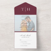 シンプル書道フォトブルゴーニュRSVP結婚の全て オールインワン招待状 (内側)