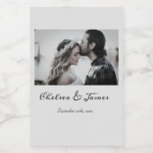 シンプル書道フォトワ結婚イン婚約 ワインラベル (シングルラベル)