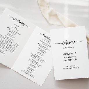 シンプル書道フォーマル三折結婚式 プログラム