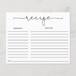 シンプル書道ブライダルシャワーレシピカード