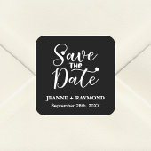 シンプル書道ブラックウェディング日付を保存 スクエアシール