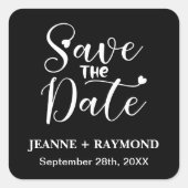 シンプル書道ブラックウェディング日付を保存 スクエアシール (正面)