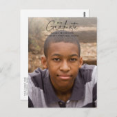 シンプル書道ブラックオーバーレイ写真卒業 ポストカード (正面/裏面)