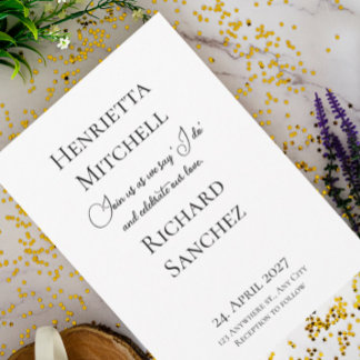 シンプル書道ブラック&ホワイト結婚ズ 招待状