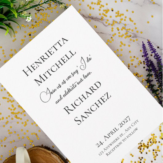 シンプル書道ブラック&ホワイト結婚ズ 招待状