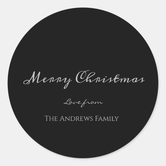 シンプル書道メリークリスマスクラシックステッカー ラウンドシール (正面)