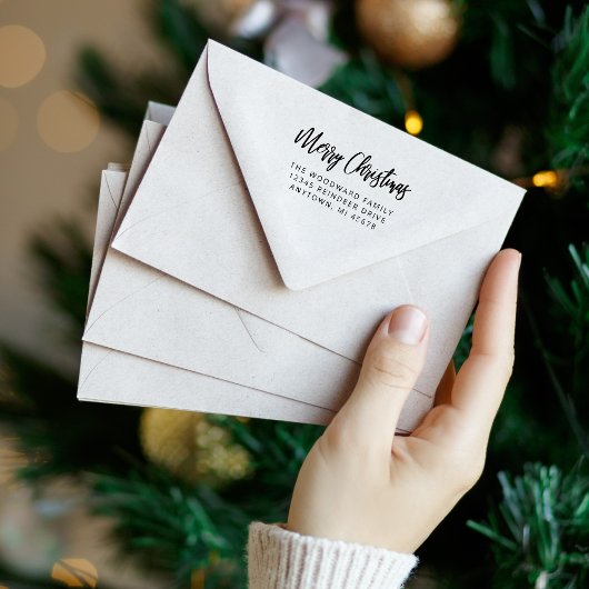 シンプル書道メリークリスマス差出人住所 セルフインキングスタンプ