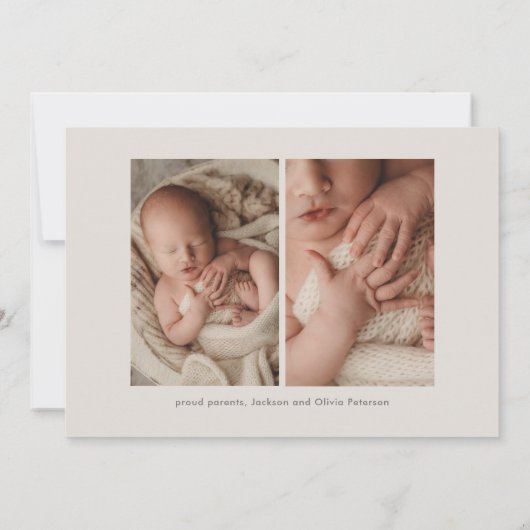 シンプル書道モダンベビー3枚誕生 案内状 (裏面)