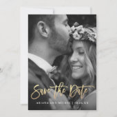 シンプル書道モダン写真の結婚写真 セーブザデート (正面)