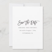 シンプル書道モダン写真の結婚写真 セーブザデート (裏面)