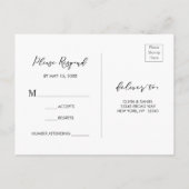 シンプル書道モダン白黒ウェディングRSVP インビテーションポストカード (裏面)