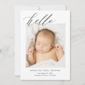 シンプル書道モダンHelloベビー写真誕生 案内状 (正面)