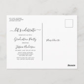 シンプル書道卒業党招待状 ポストカード (裏面)