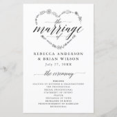 シンプル書道台本エレガントな結婚式プログラム (正面)