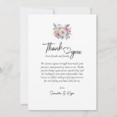 シンプル書道水彩花結婚の花 サンキューカード (正面)