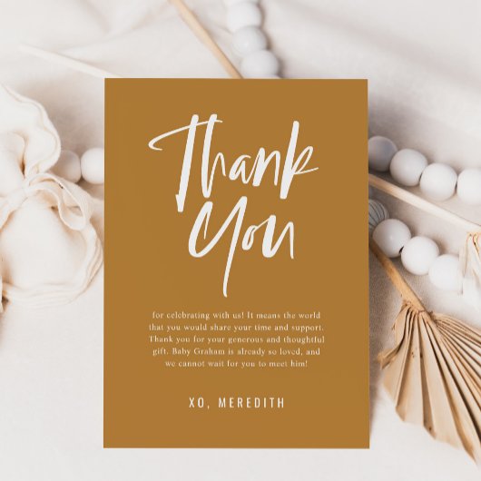 シンプル書道男女兼用赤ちゃんシャワー サンキューカード