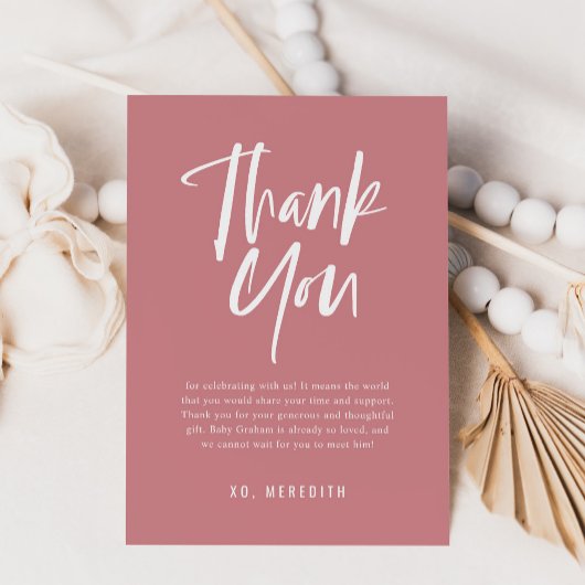 シンプル書道男女兼用赤ちゃんシャワー サンキューカード