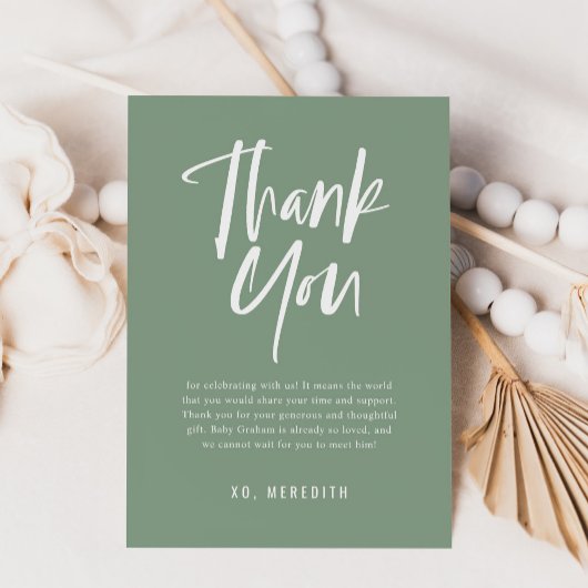 シンプル書道男女兼用赤ちゃんシャワー サンキューカード