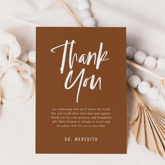 シンプル書道男女兼用赤ちゃんシャワー サンキューカード