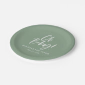 シンプル書道男女兼用赤ちゃんシャワー ペーパープレート (アングル)