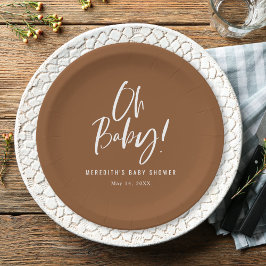 シンプル書道男女兼用赤ちゃんシャワー ペーパープレート