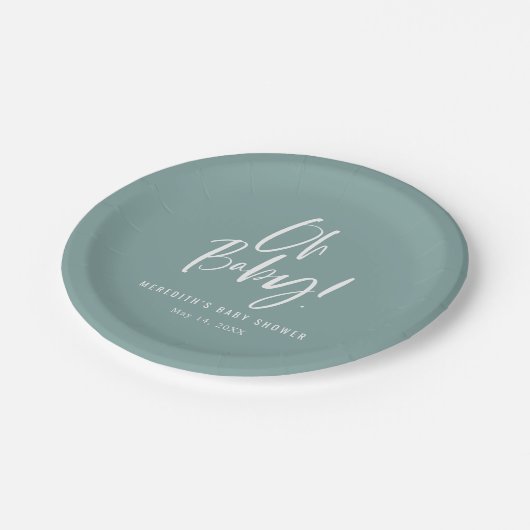 シンプル書道男女兼用赤ちゃんシャワー ペーパープレート (アングル)