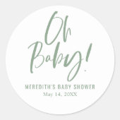 シンプル書道男女兼用赤ちゃんシャワー ラウンドシール (正面)
