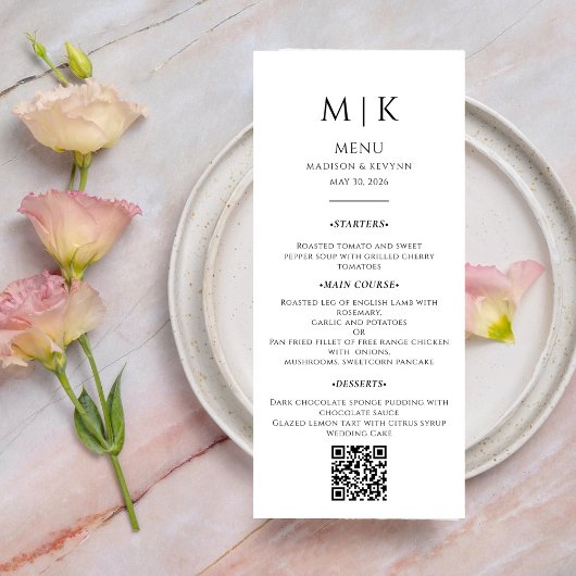 シンプル書道素朴結婚のQRコード メニュー
