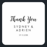シンプル書道結婚に感謝 スクエアシール<br><div class="desc">このシンプル書道結婚の感謝していあなたの好意のステッカーはエレガントな結婚式に最適である。クラシックデザインは、素朴な白黒タイポグラフィとミニマルモダンリストを備え感じる。</div>