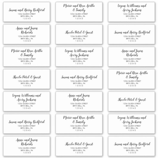 シンプル書道結婚のゲスト住所 シール (正面)