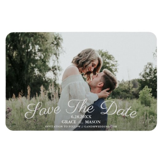 シンプル書道結婚の写真Save the Date マグネット (横)