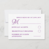 シンプル書道結婚式RSVP赤面ピンク 出欠カード (裏面)