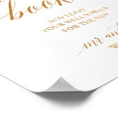 シンプル書道金ゴールド結婚のゲストブックサイン ポスター (角)