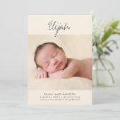 シンプル書道黄色新生児写真誕生 案内状 (スタンド正面)