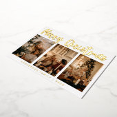 シンプル書道3枚フォトクリスマスフォイルホリ 箔シーズンカード (回転した状態)