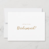 シンプル書道|金ゴールド写真Be My Bridesmaid ノートカード (正面)