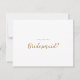 シンプル書道|金ゴールド写真Be My Bridesmaid ノートカード