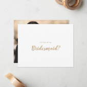 シンプル書道|金ゴールド写真Be My Bridesmaid ノートカード (正面/裏面インサイチュ)