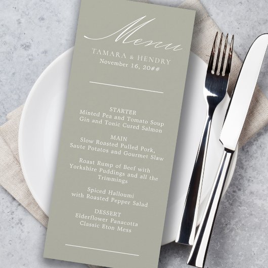 シンプル書道Sage Greenのメ結婚ニュー メニュー