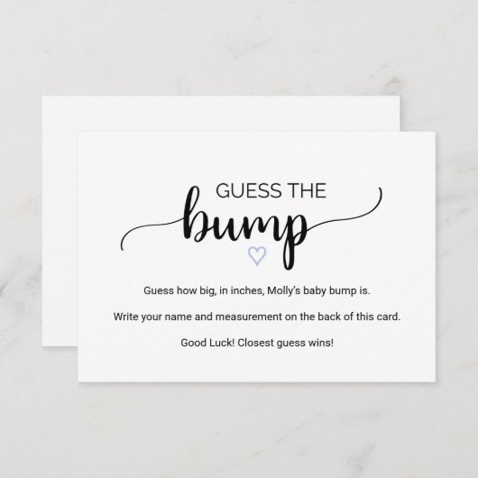 シンプル書 | バンプゲームのカードを青で推測 招待状 (正面/裏面)